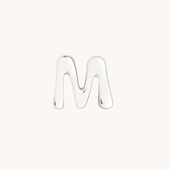 M Initial Click Charm in Solid White Gold-Astrid &amp; Miyu