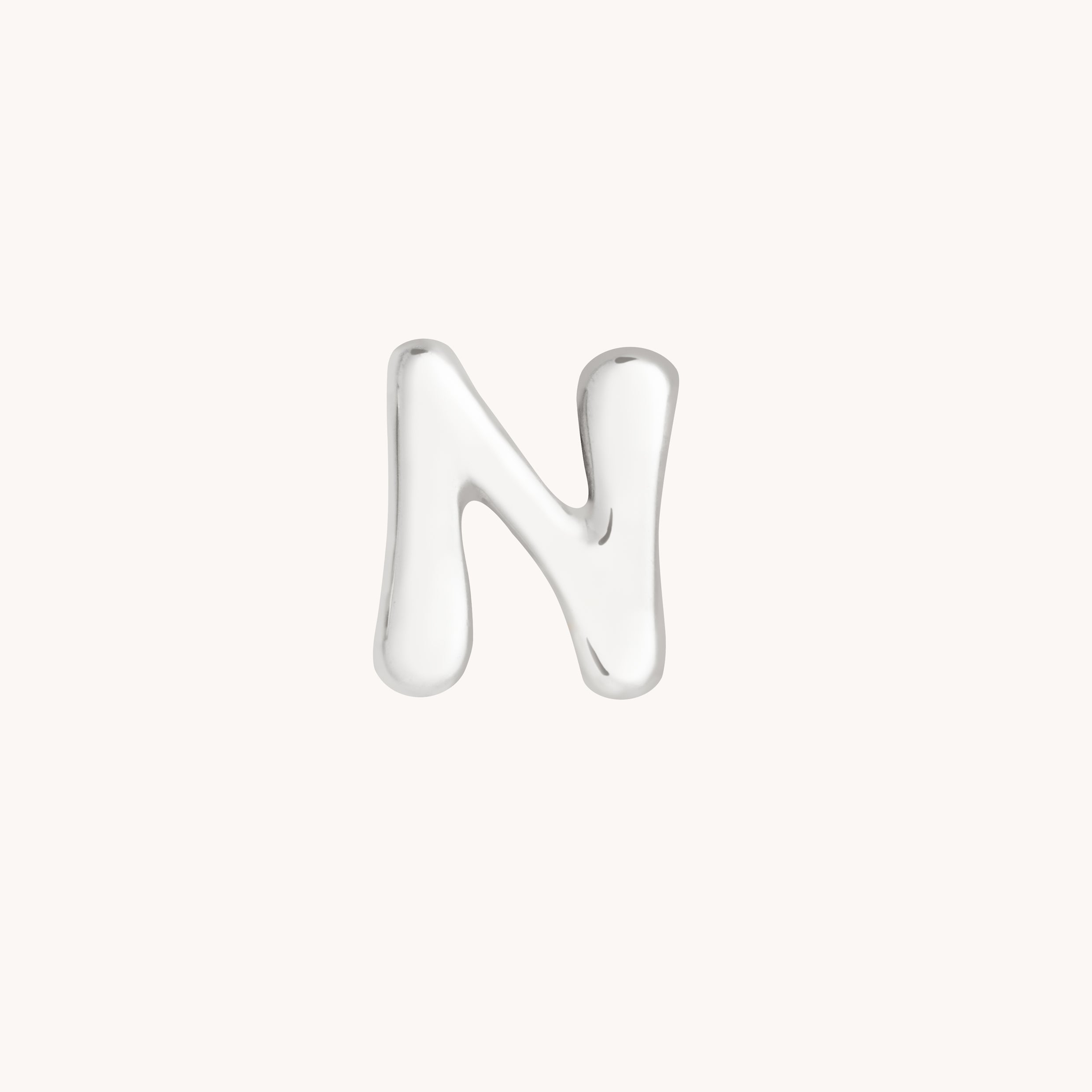 N Initial Click Charm in Solid White Gold-Astrid &amp; Miyu