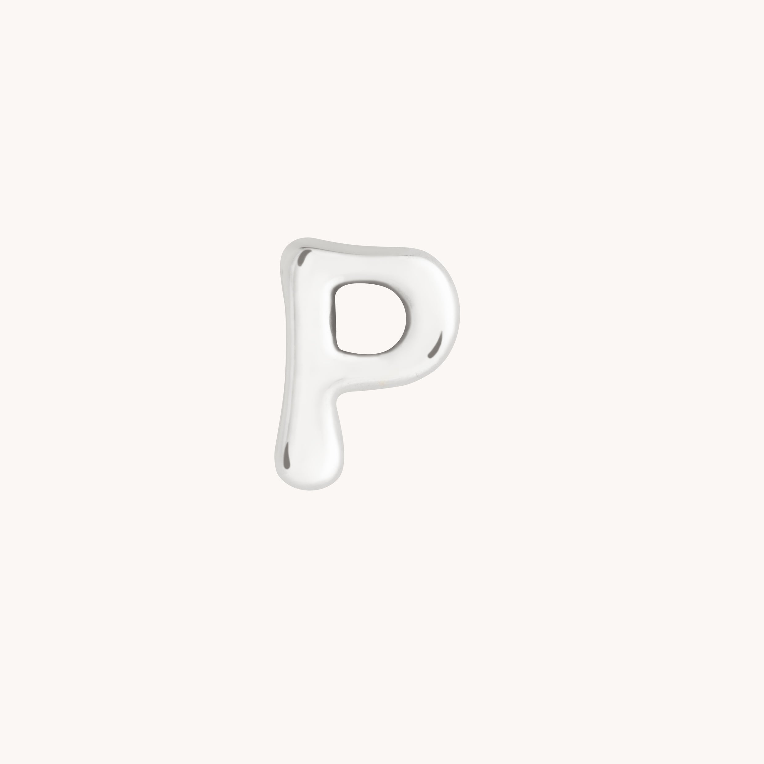 P Initial Click Charm in Solid White Gold-Astrid &amp; Miyu