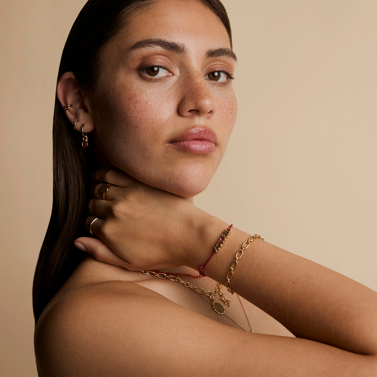 S Initial Click Charm in Solid Gold-Astrid &amp; Miyu