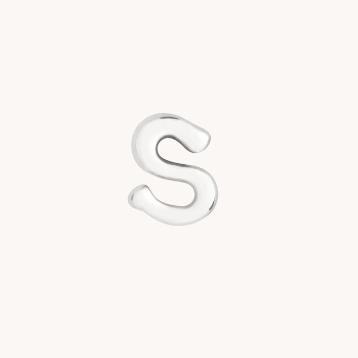 S Initial Click Charm in Solid White Gold-Astrid &amp; Miyu
