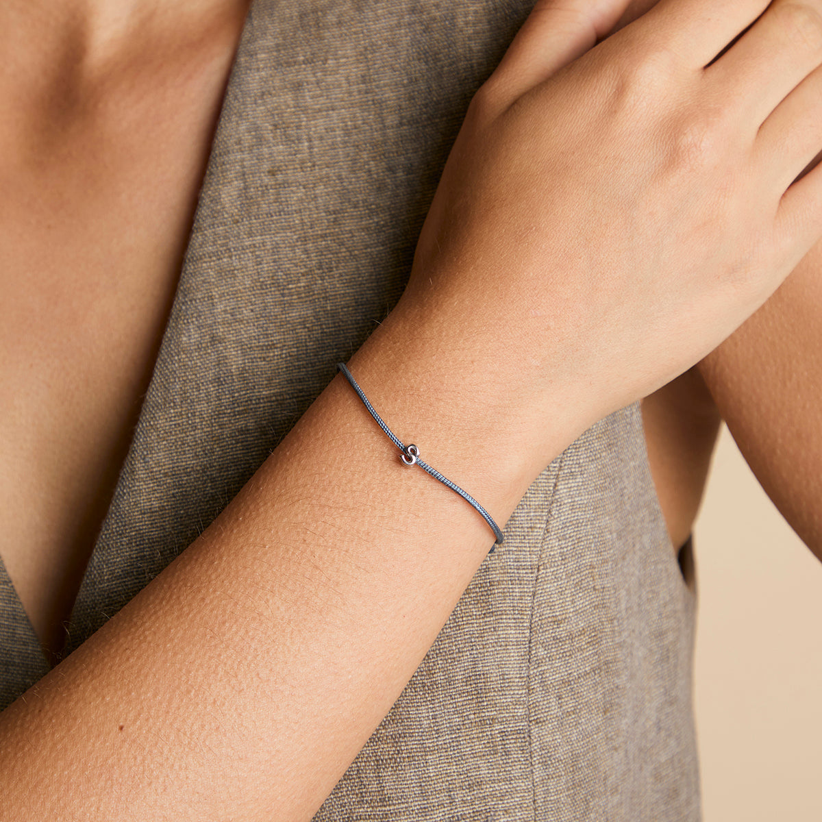 S Initial Click Charm in Solid White Gold-Astrid &amp; Miyu