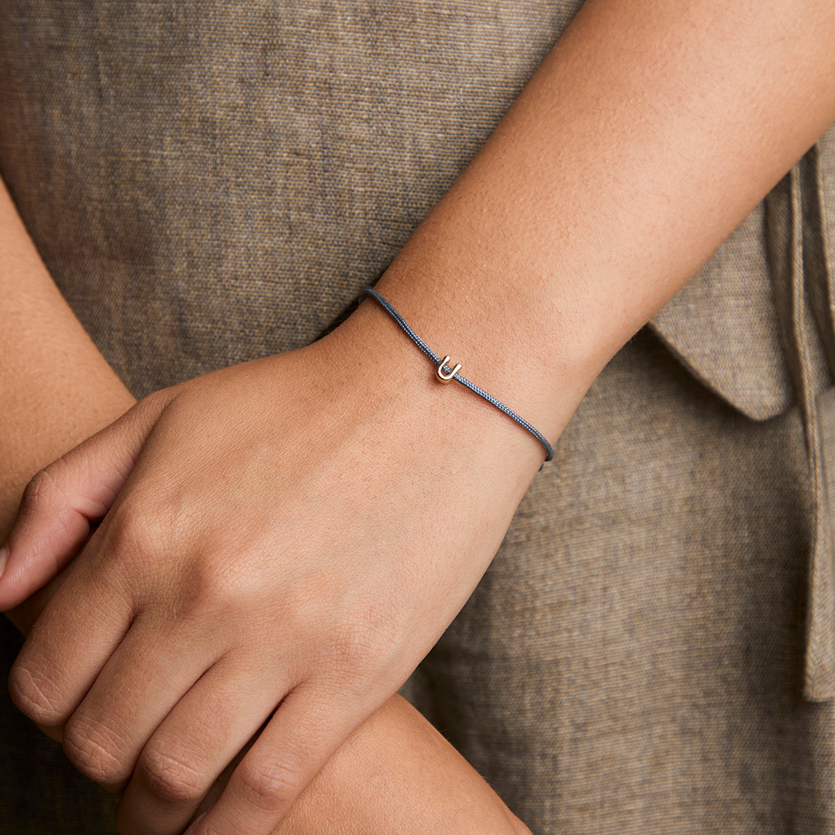 U Initial Click Charm in Solid Gold-Astrid &amp; Miyu