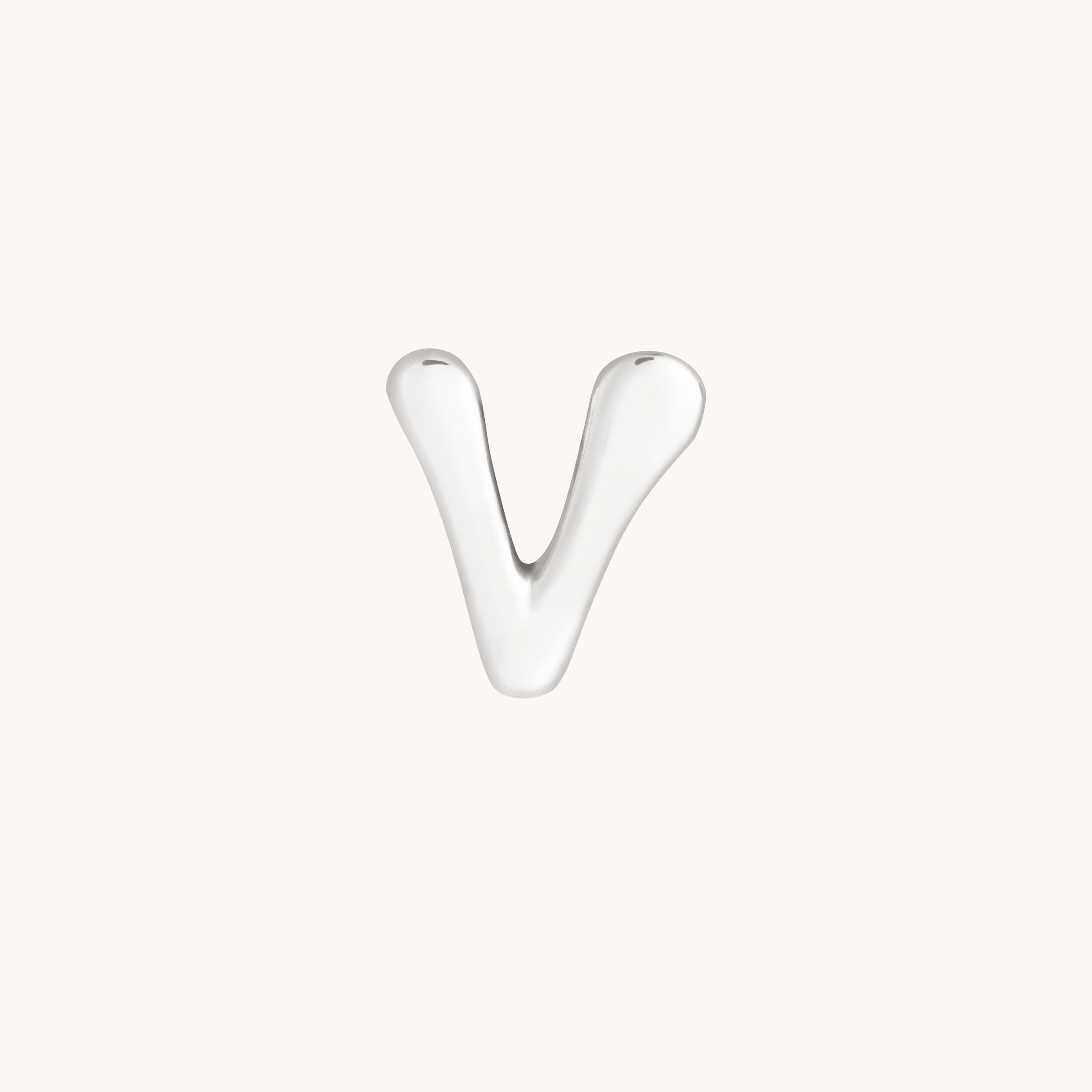 V Initial Click Charm in Solid White Gold-Astrid &amp; Miyu
