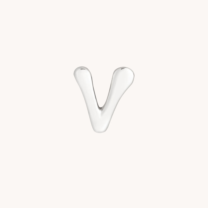 V Initial Click Charm in Solid White Gold-Astrid &amp; Miyu
