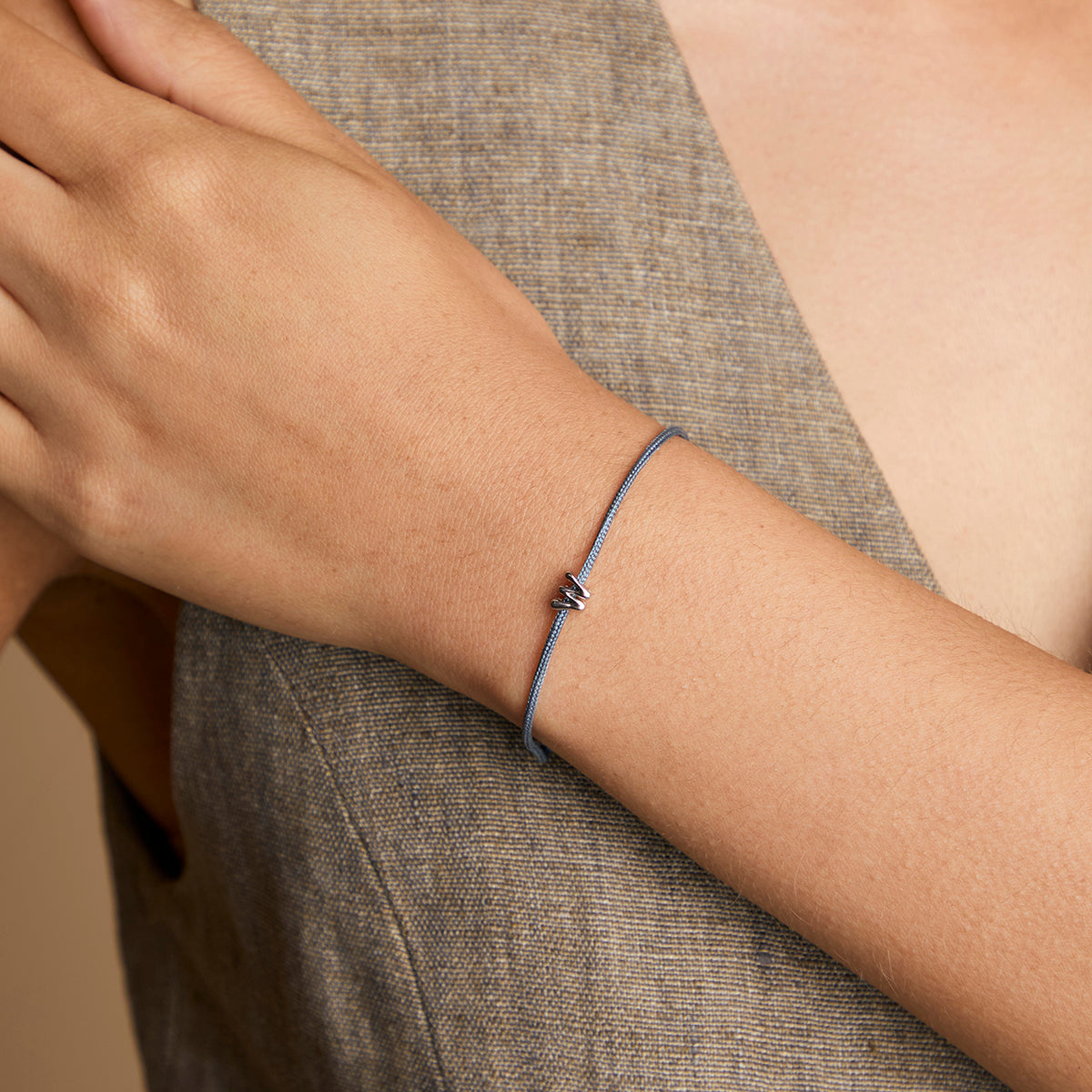 W Initial Click Charm in Solid White Gold-Astrid &amp; Miyu