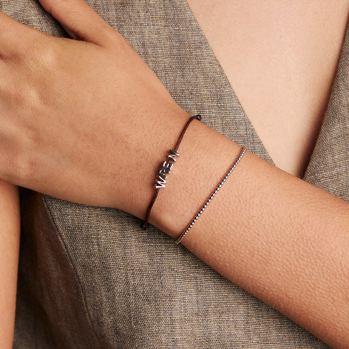 W Initial Click Charm in Solid White Gold-Astrid &amp; Miyu