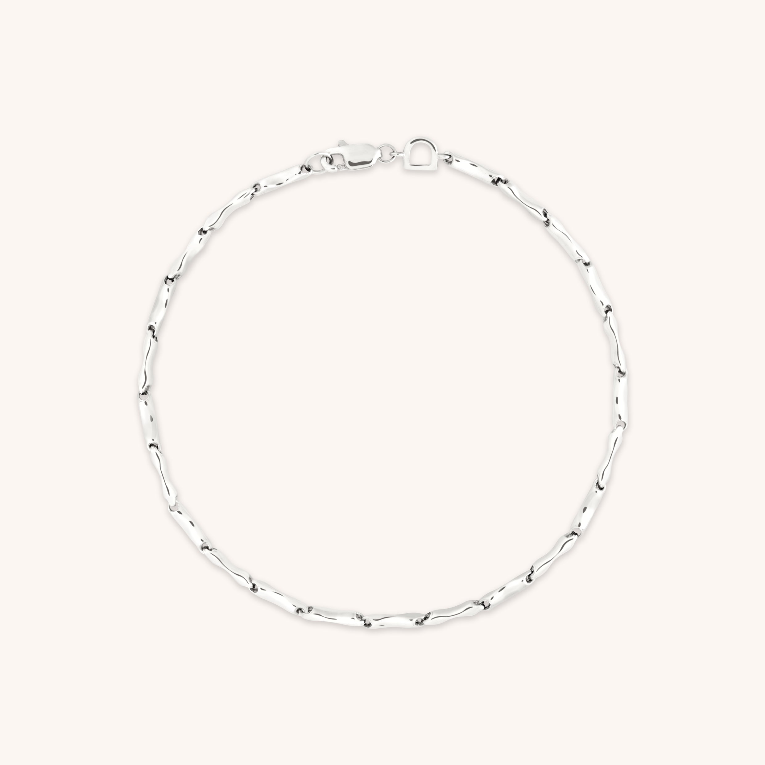 Molten Bar Chain Bracelet in Solid White Gold-Astrid &amp; Miyu