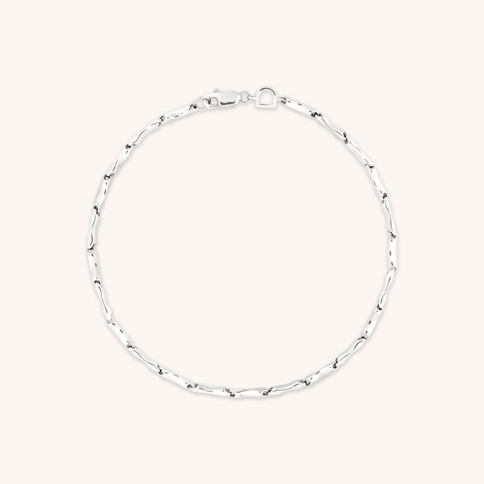 Molten Bar Chain Bracelet in Solid White Gold-Astrid &amp; Miyu
