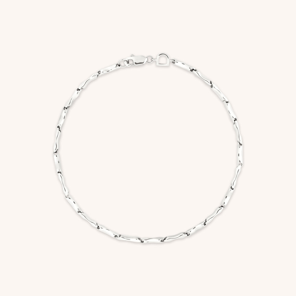 Molten Bar Chain Bracelet in Solid White Gold-Astrid &amp; Miyu