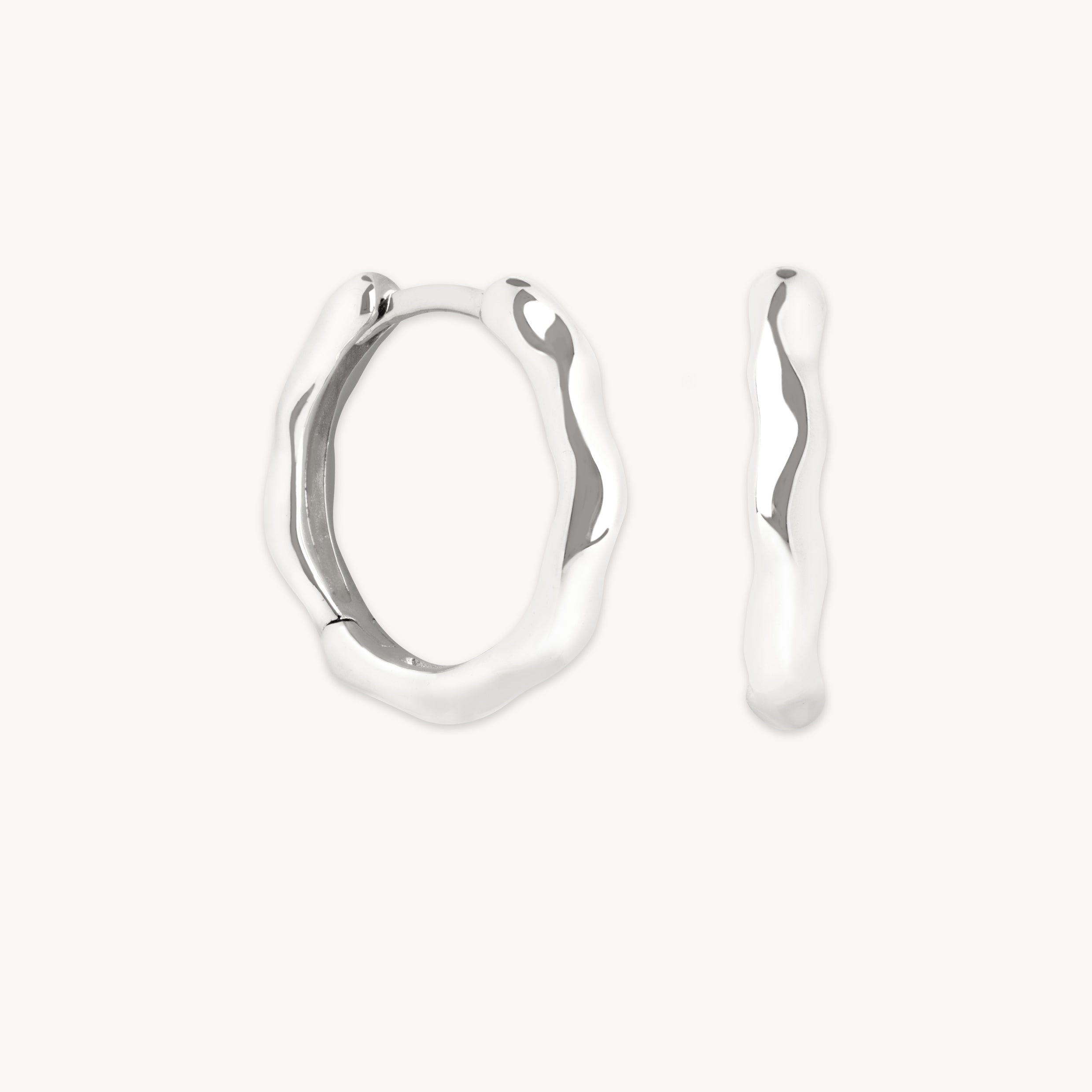 Molten Hoops in Solid White Gold-Astrid &amp; Miyu