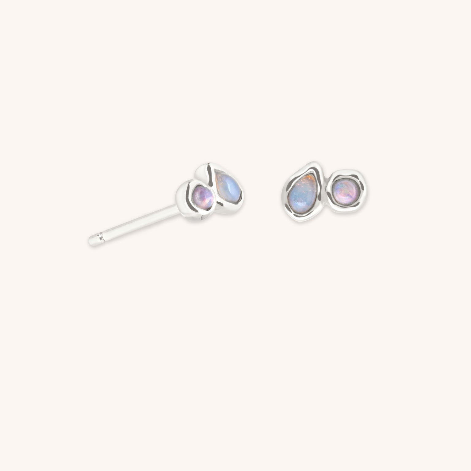 Opal Duo Studs in Solid White Gold-Astrid &amp; Miyu