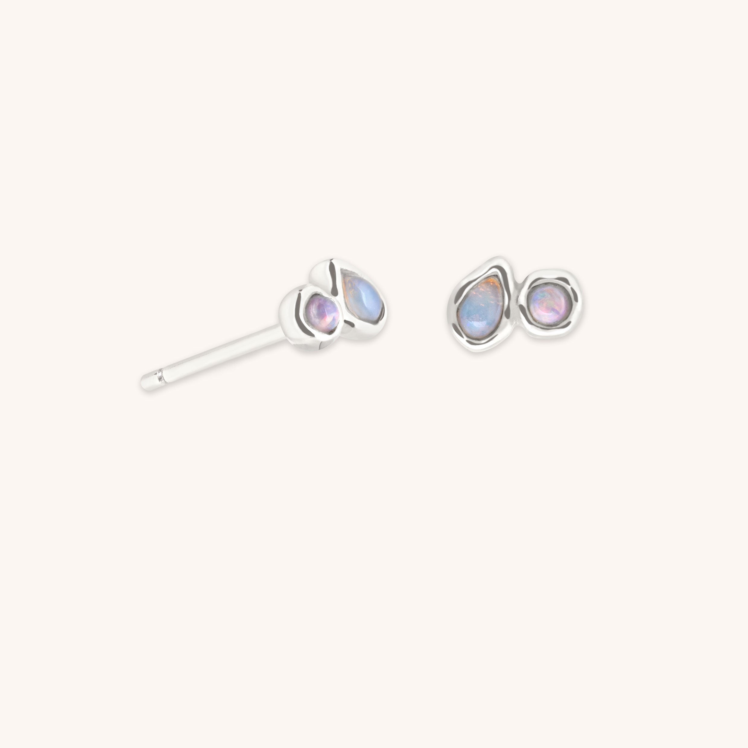Opal Duo Studs in Solid White Gold-Astrid &amp; Miyu