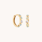 Opal Pear Bezel Huggies in Solid Gold-Astrid &amp; Miyu