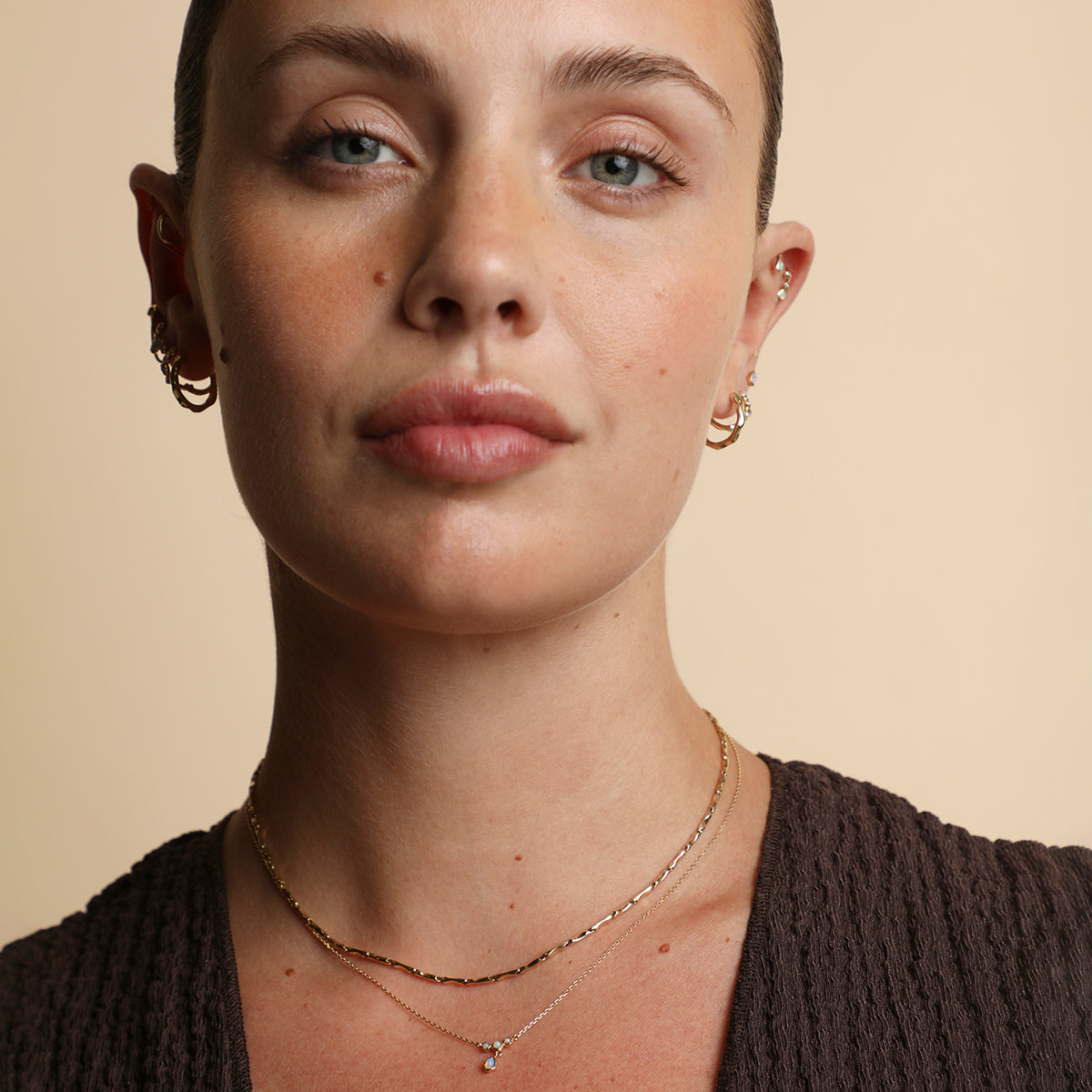 Opal Cluster Pendant in Solid Gold-Astrid &amp; Miyu