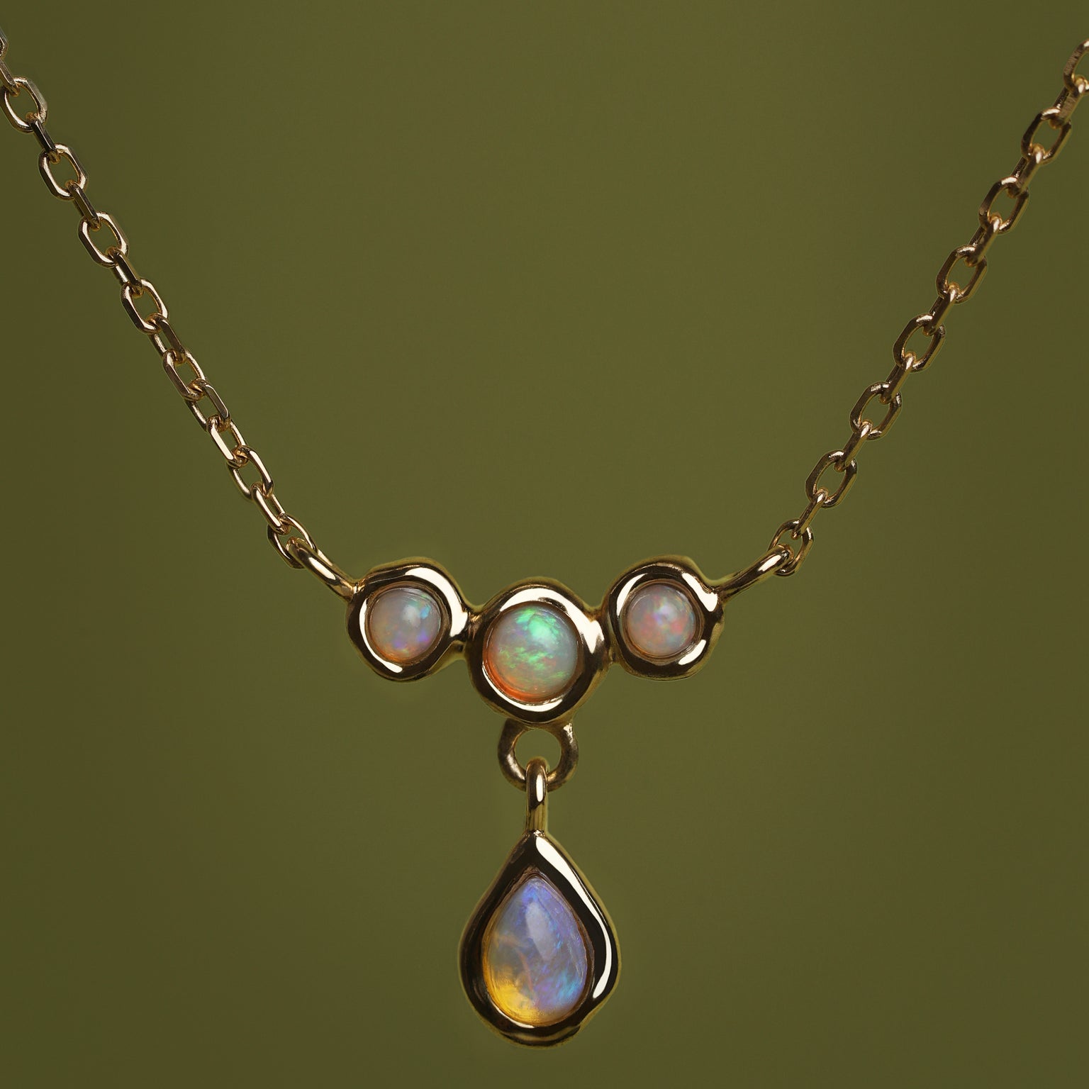 Opal Cluster Pendant in Solid Gold-Astrid &amp; Miyu