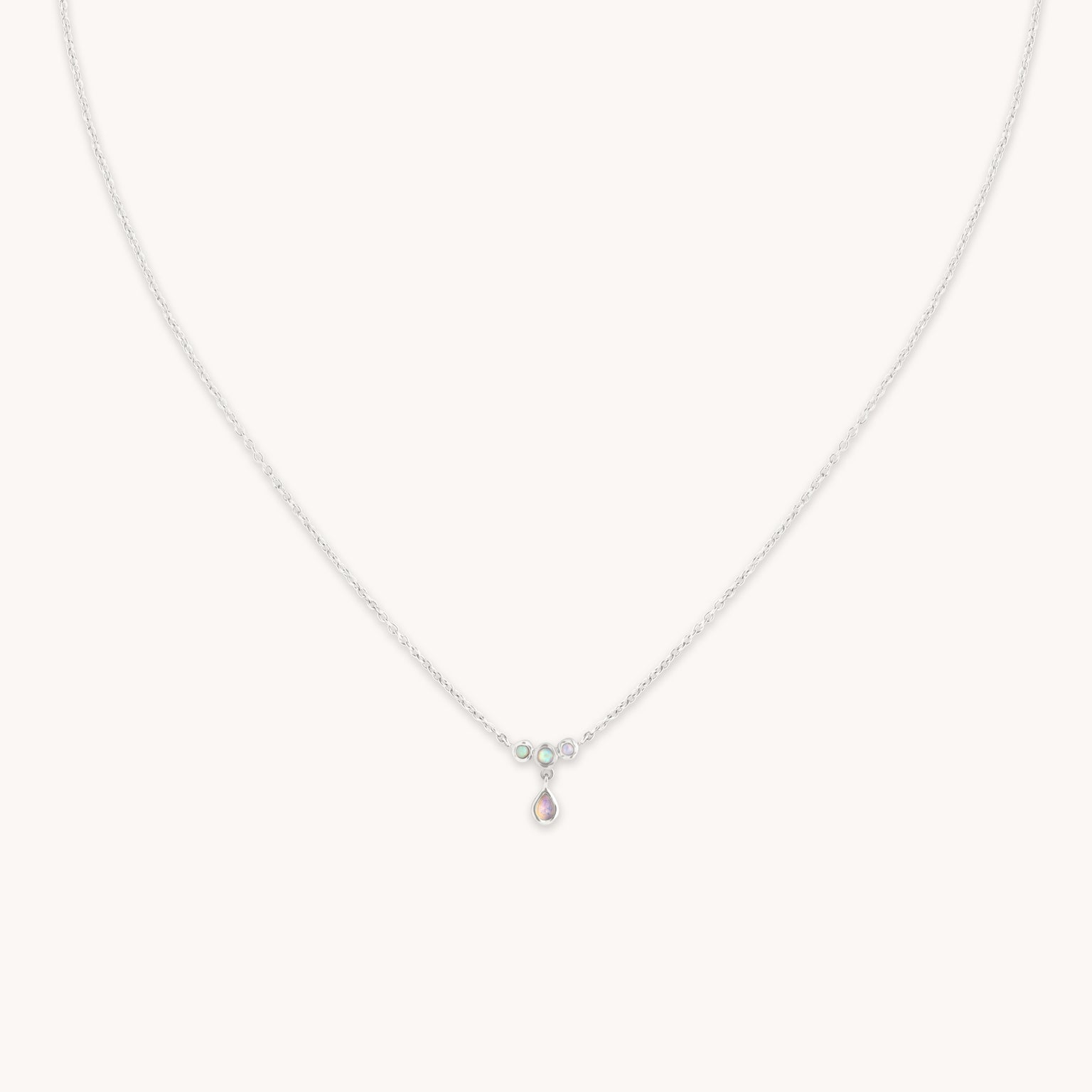 Opal Cluster Pendant in Solid White Gold-Astrid &amp; Miyu