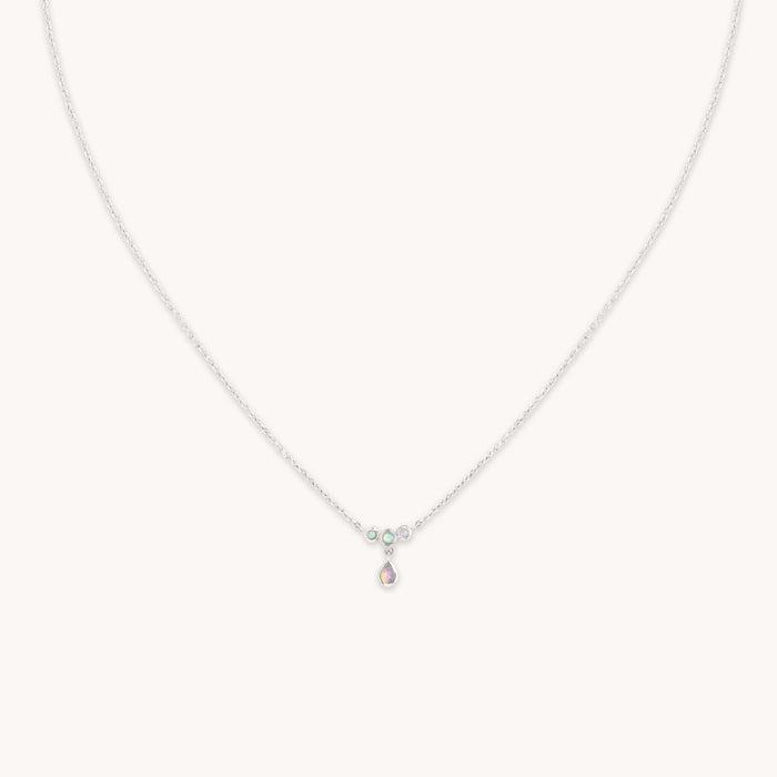 Opal Cluster Pendant in Solid White Gold-Astrid &amp; Miyu