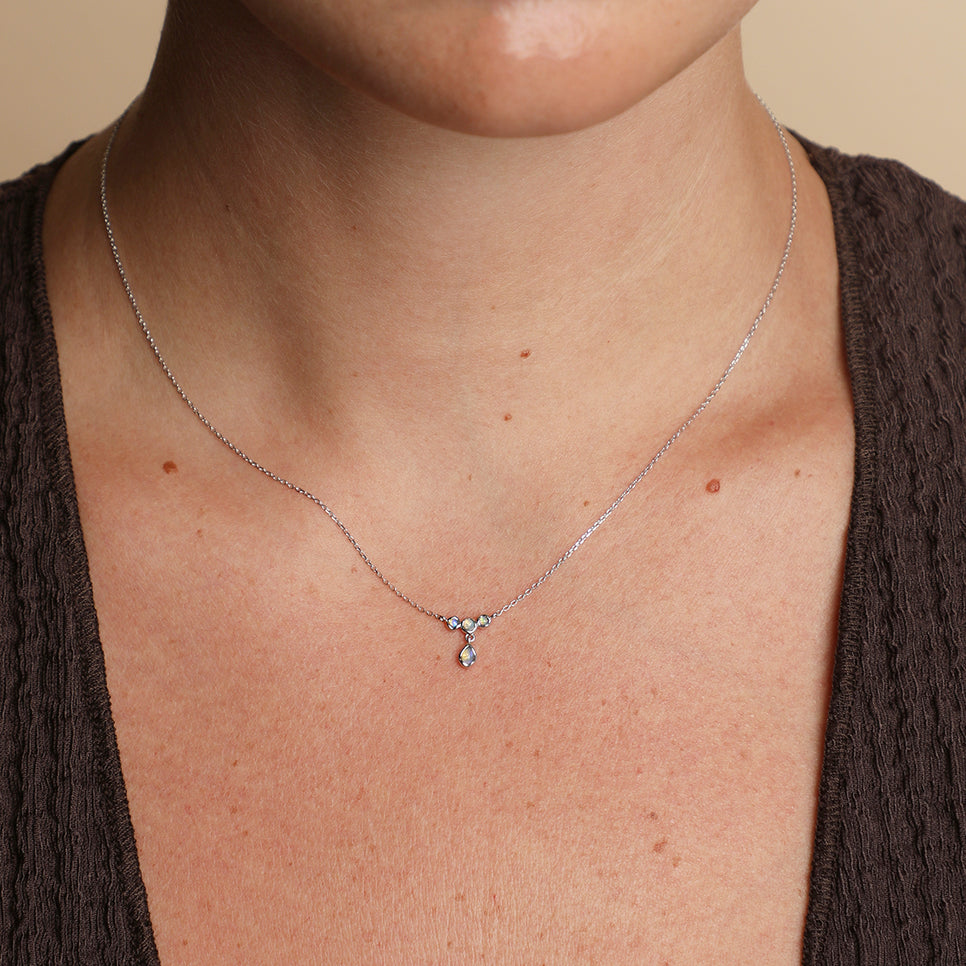 Opal Cluster Pendant in Solid White Gold-Astrid &amp; Miyu
