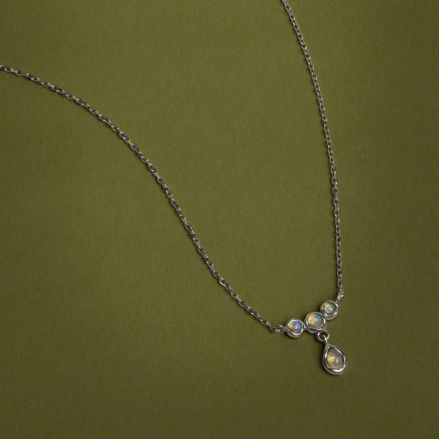 Opal Cluster Pendant in Solid White Gold-Astrid &amp; Miyu