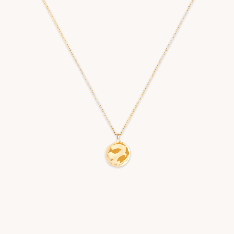 Molten Coin Pendant in Solid Gold-Astrid &amp; Miyu