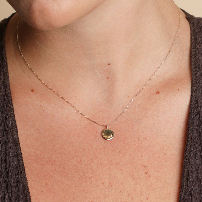 Molten Coin Pendant in Solid Gold-Astrid &amp; Miyu