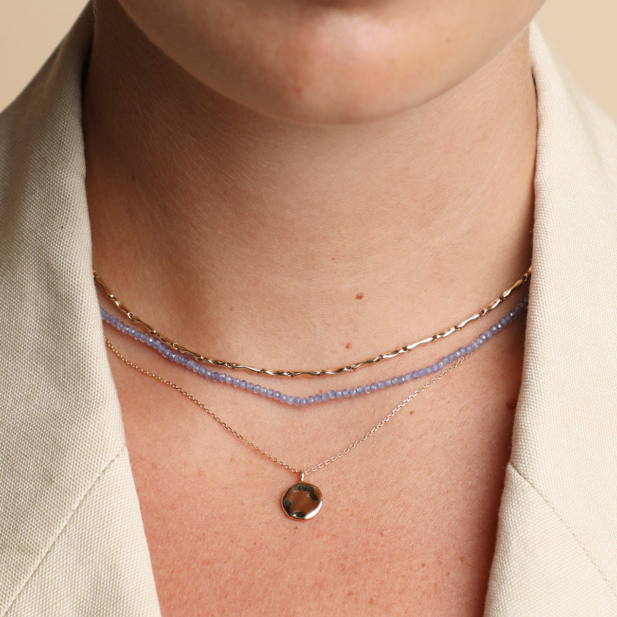 Molten Coin Pendant in Solid Gold-Astrid &amp; Miyu