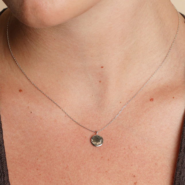 Molten Coin Pendant in Solid White Gold-Astrid &amp; Miyu