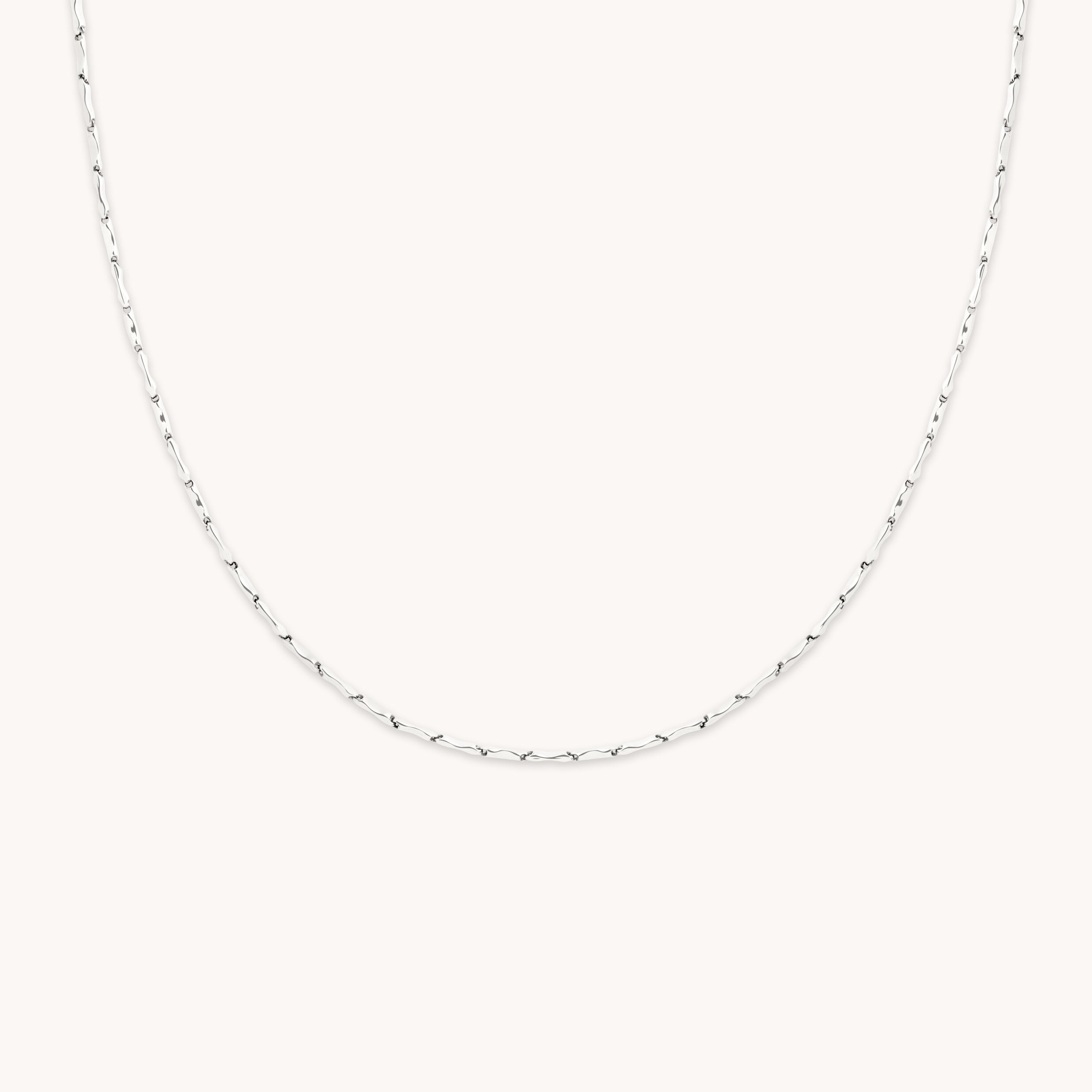 Molten Bar Chain Necklace in Solid White Gold-Astrid &amp; Miyu