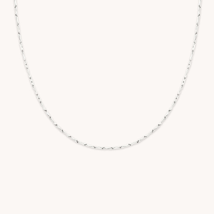 Molten Bar Chain Necklace in Solid White Gold-Astrid &amp; Miyu