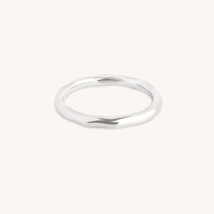 Molten Band Ring in Solid White Gold-Astrid &amp; Miyu