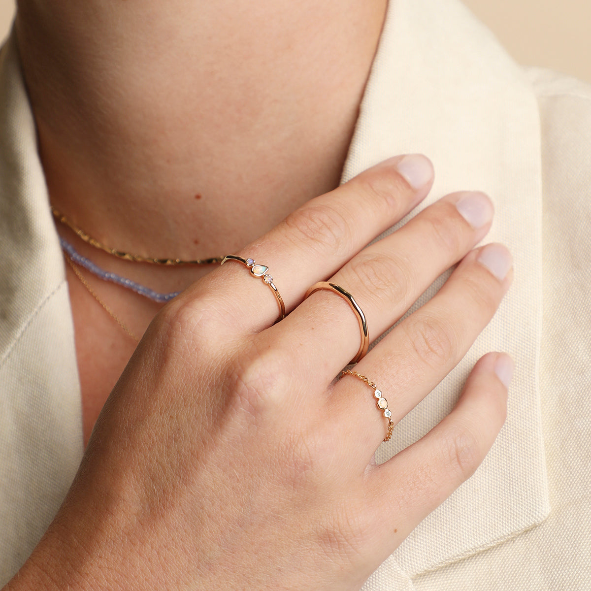 Molten Opal Cluster Ring in Solid Gold-Astrid &amp; Miyu