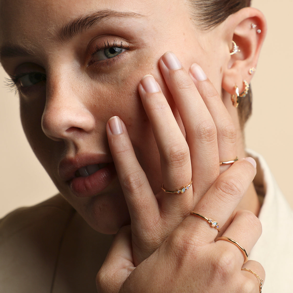 Molten Opal Cluster Ring in Solid Gold-Astrid &amp; Miyu