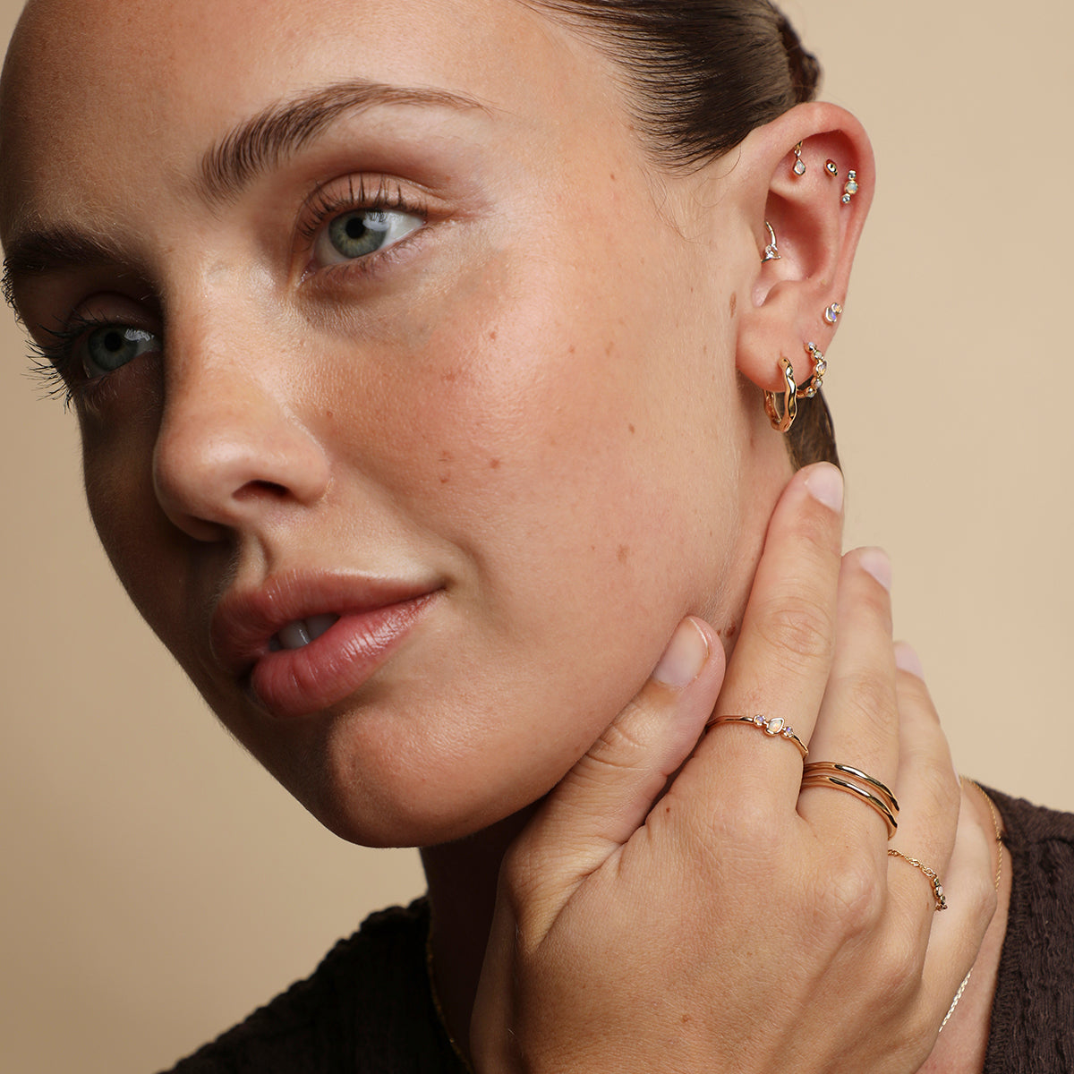 Molten Opal Cluster Ring in Solid Gold-Astrid &amp; Miyu