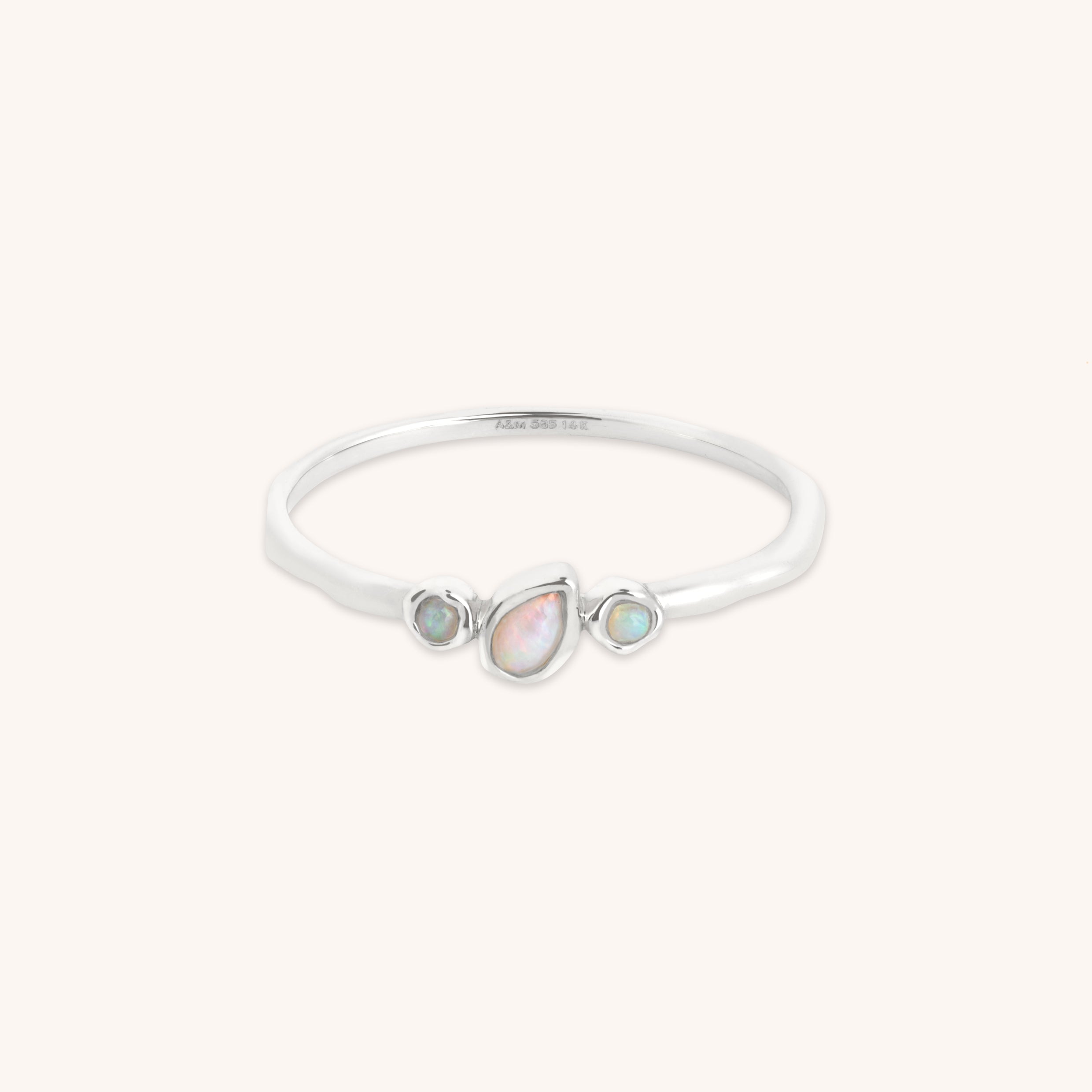 Molten Opal Cluster Ring in Solid White Gold-Astrid &amp; Miyu