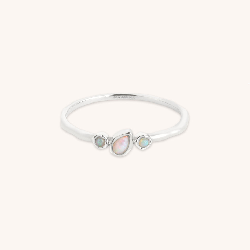Molten Opal Cluster Ring in Solid White Gold-Astrid &amp; Miyu