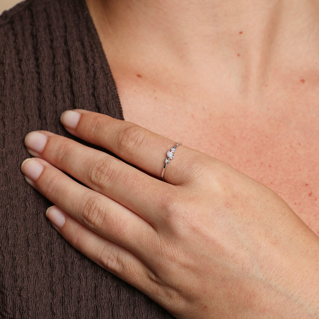 Molten Opal Cluster Ring in Solid White Gold-Astrid &amp; Miyu