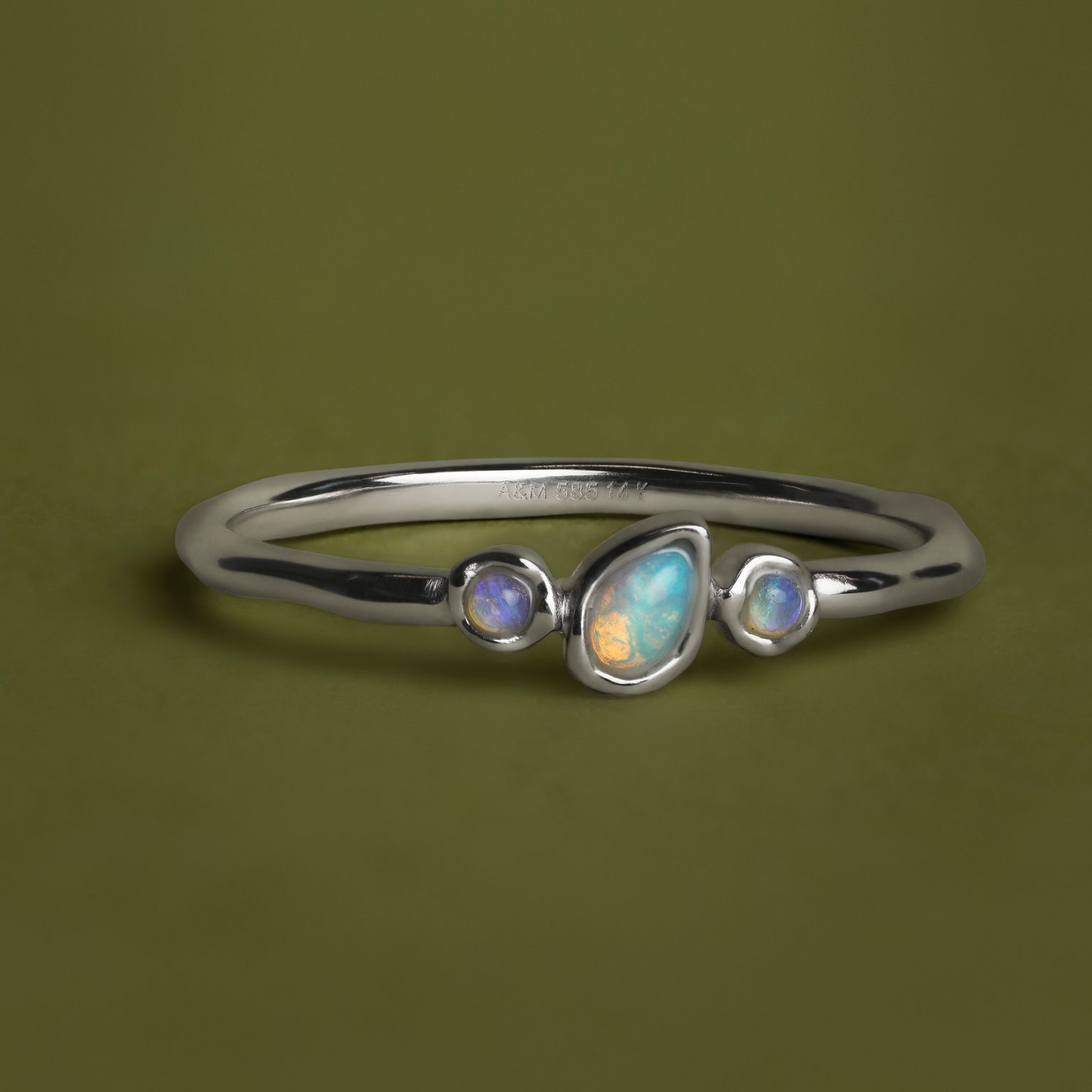 Molten Opal Cluster Ring in Solid White Gold-Astrid &amp; Miyu