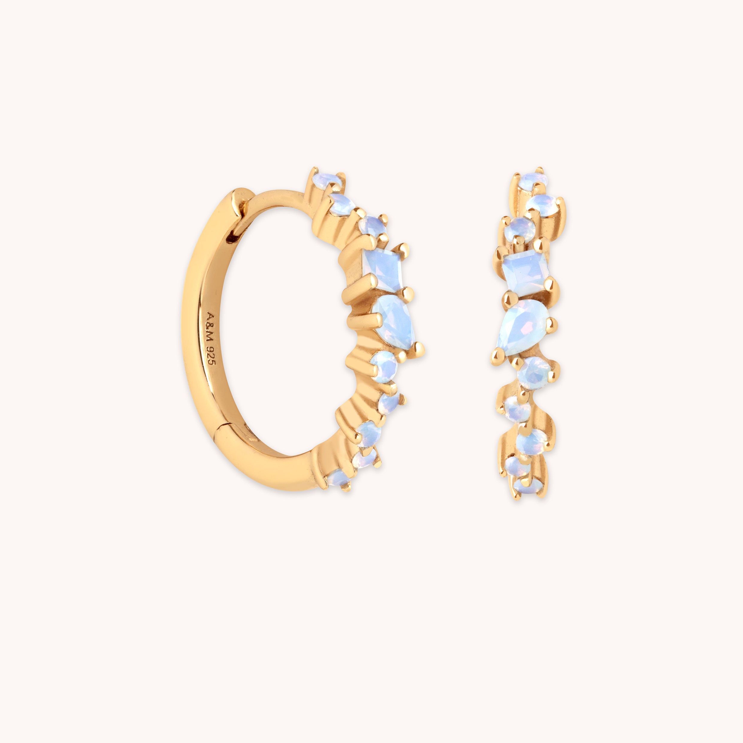 Moonstone Cluster Hoops in Gold-Astrid &amp; Miyu