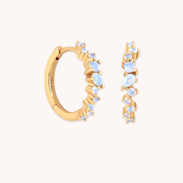Moonstone Cluster Hoops in Gold-Astrid &amp; Miyu