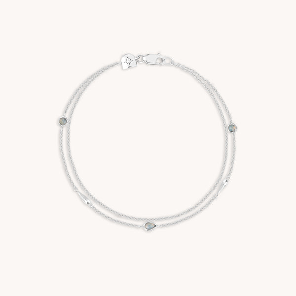Opal Charm Double Bracelet in Silver-Astrid &amp; Miyu