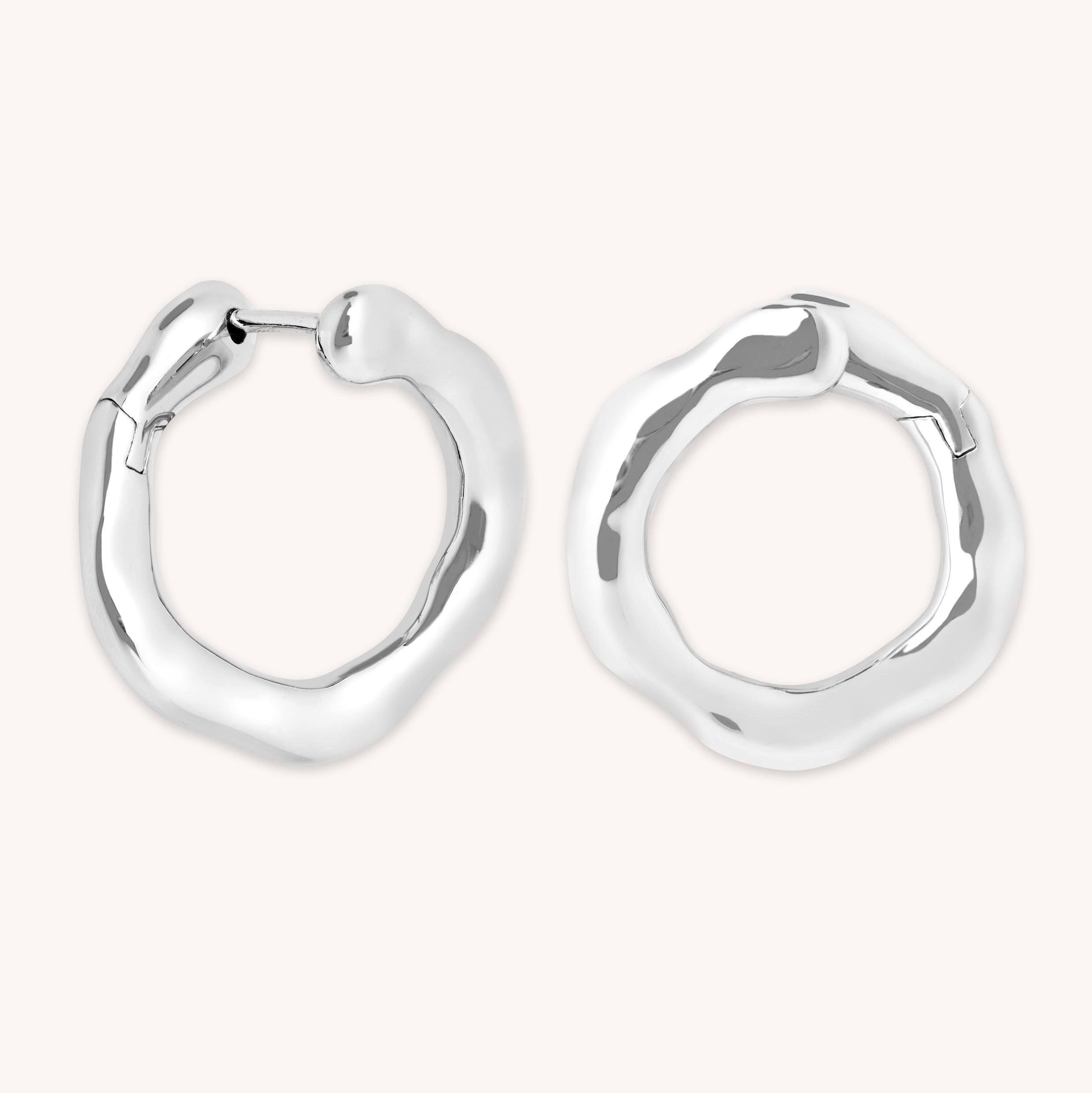 Molten Orbit Large Hoops in Silver-Astrid &amp; Miyu