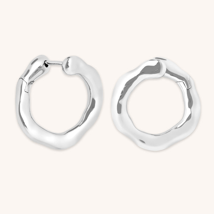 Molten Orbit Large Hoops in Silver-Astrid &amp; Miyu