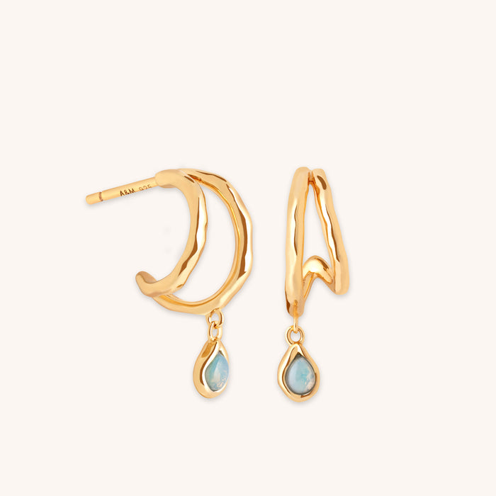 Illusion Opal Charm Huggies in Gold-Astrid &amp; Miyu