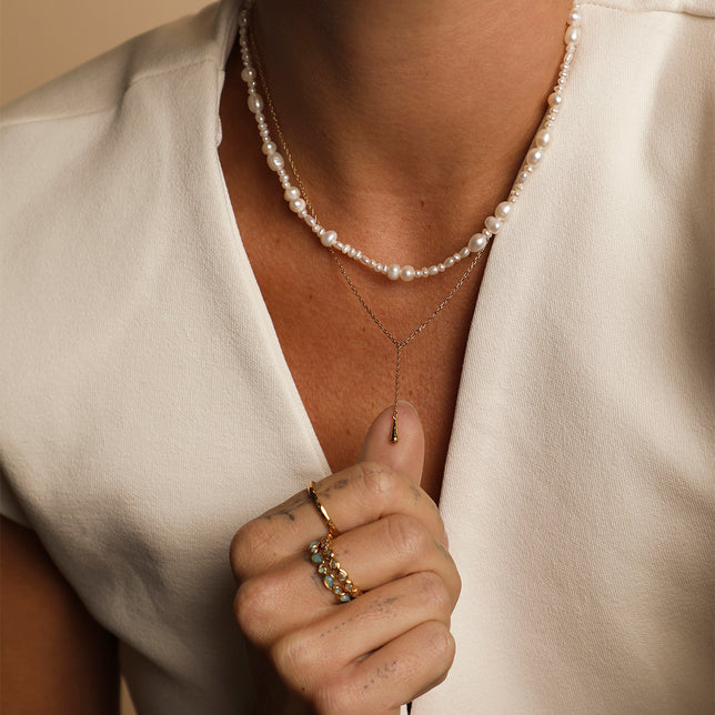 Molten Charm Lariat Necklace in Gold-Astrid & Miyu