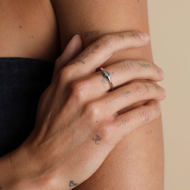 Opal Pear Band Ring in Silver-Astrid & Miyu