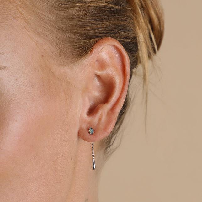 Opal Charm Drop Studs in Silver-Astrid & Miyu