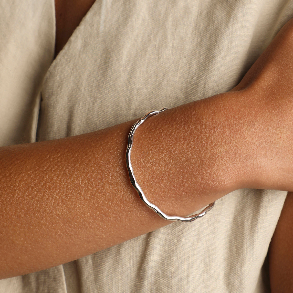 Molten Bangle in Silver-Astrid &amp; Miyu
