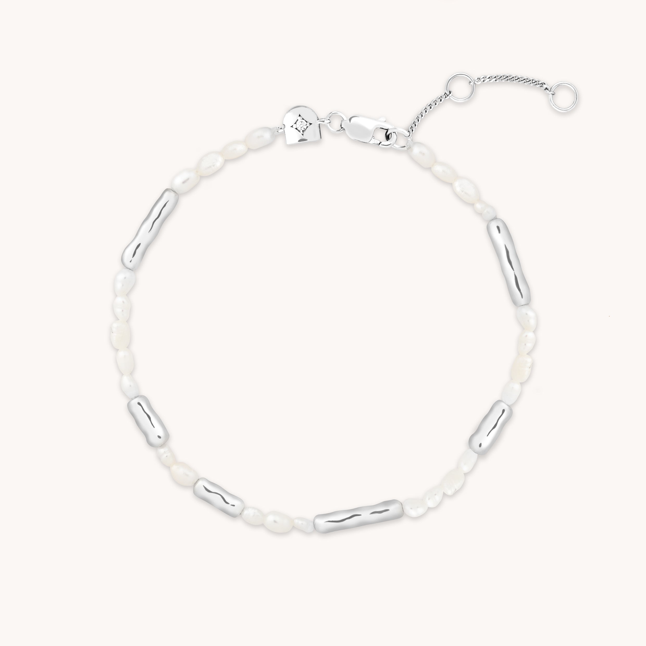 Molten Pearl Bracelet in Silver-Astrid &amp; Miyu