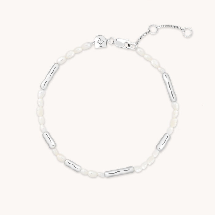 Molten Pearl Bracelet in Silver-Astrid &amp; Miyu